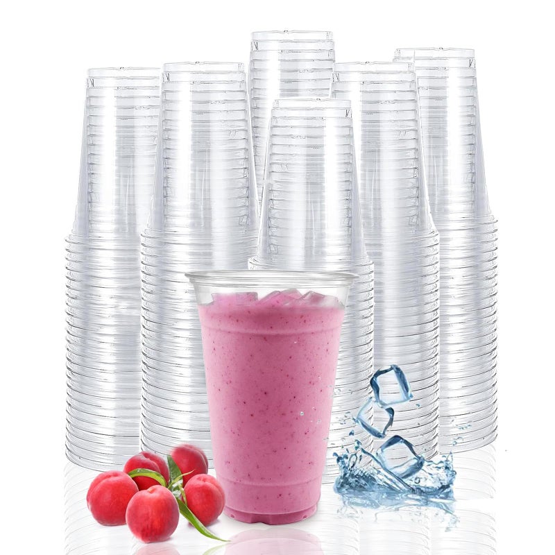 TashiBox plastic cups 20 oz 100cupsClear Crystal disposable plastic cupssmoothie cups